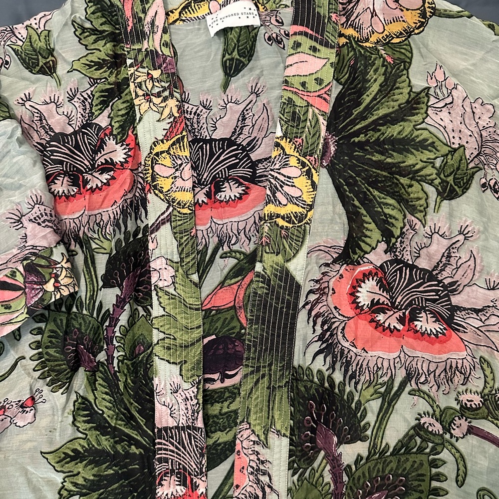 Floral Green Ladies short Kimono